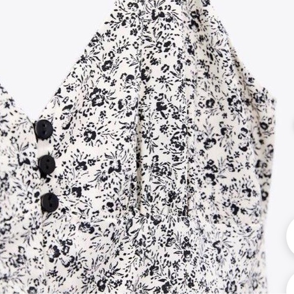 FLORAL PRINT SLIP DRESS | S | BLACK / WHITE - Picture 5 of 5